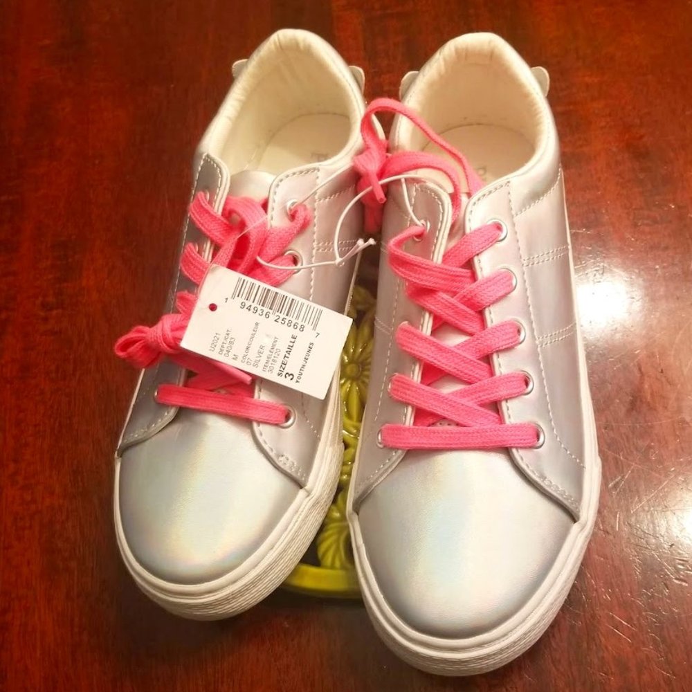 NWT | Children's Place | Pink Laces | Silver | Glitter | Shoes | Girls | Size: 3